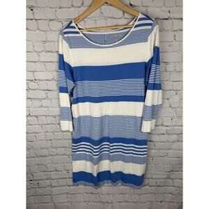 Lilly Pulitzer Dress XL Light Blue Marlowe Pima Cotton Nautical Stripe Pullover